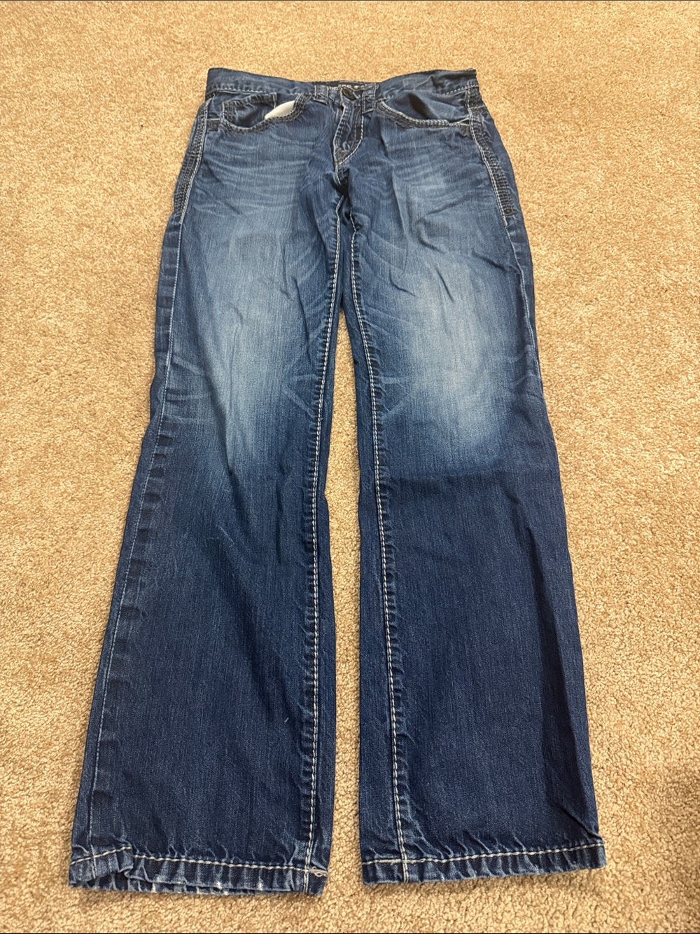 Express Men's Bootcut Jeans in Dark Blue Wash 30x34
